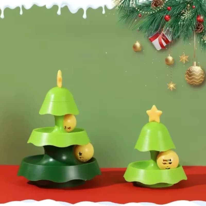 Albero di Natale Gatto Carosello Pista multifunzionale Palla luminosa Giocattolo per gatti Giocattolo per gatti che suona il suono rilassante auto