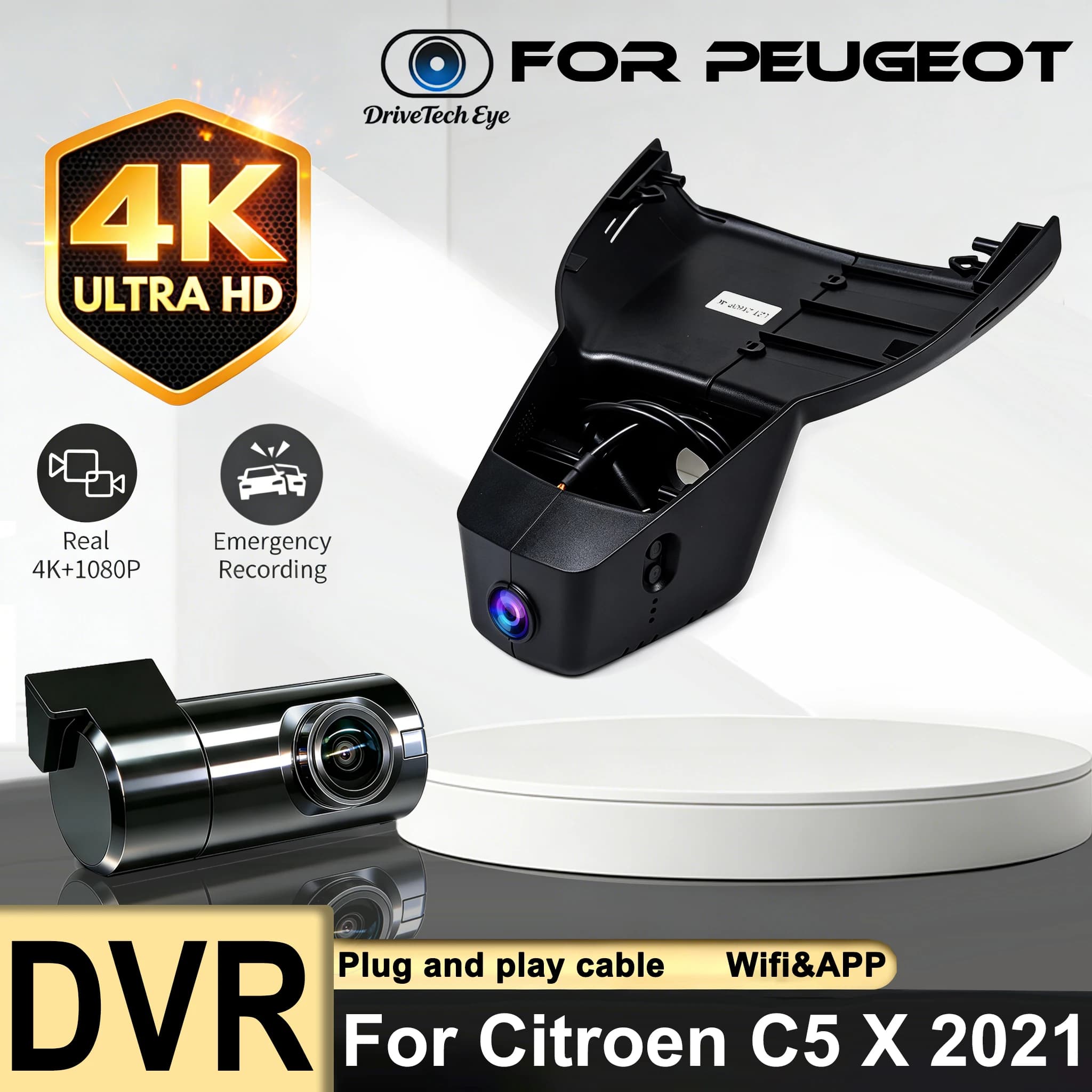 New! Car Driving Recorder Easy to Install For Citroen C5 X C5X 2021 2022 2023 Car DVR Wifi Video Recorder Dash Camera UHD 2160P