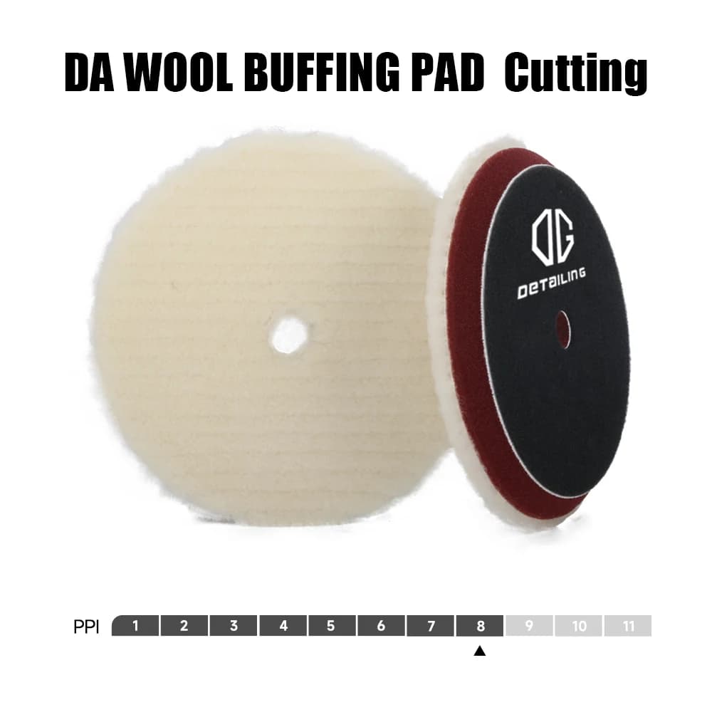 DETAILING Tampone per lucidatura per auto da 3/5/6 pollici Tampone per lucidatura per ceratura in lana Disco per lucidatura per ruote in lana Tampone per lucidatura per la cura della vernice automatica