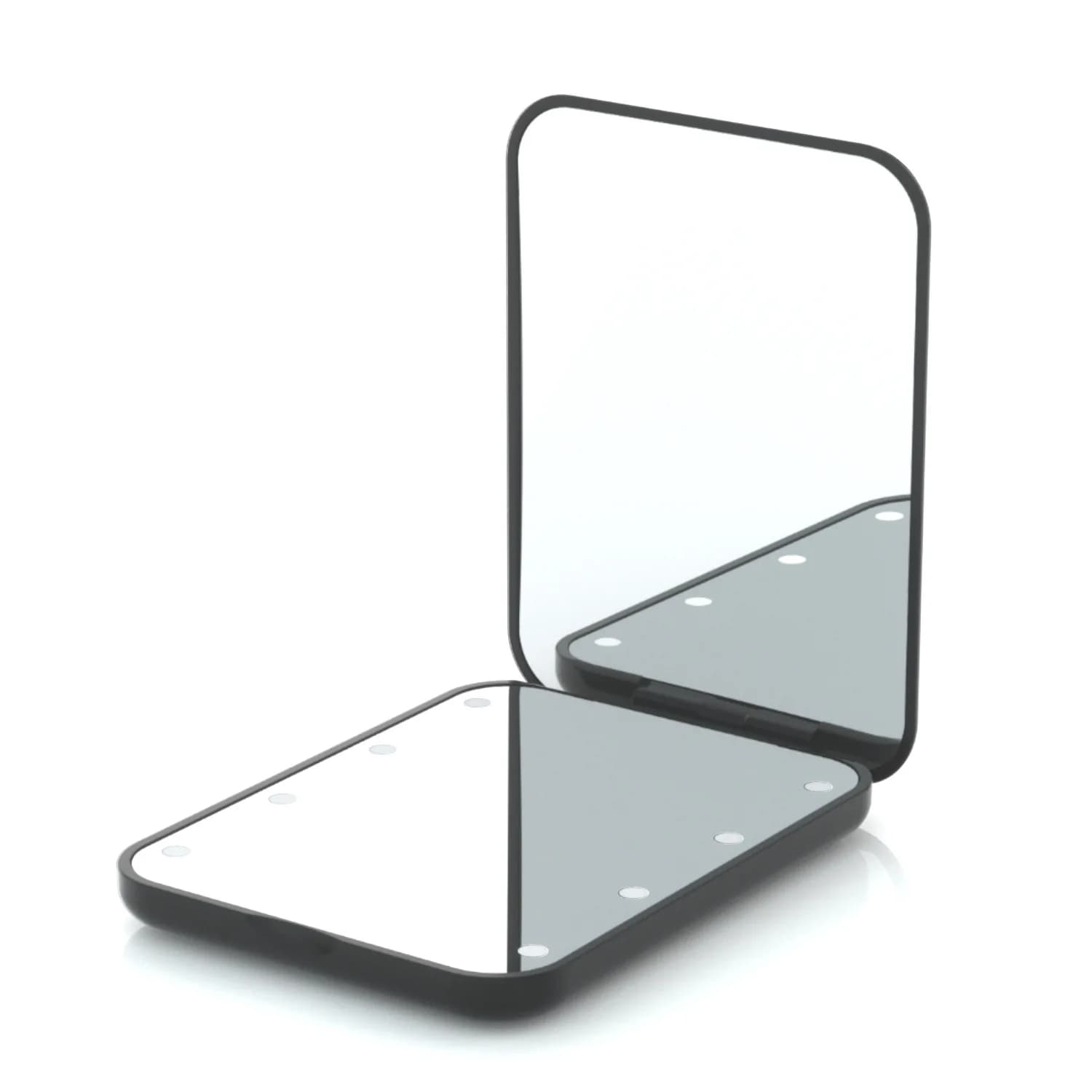 Mini specchio per trucco portatile a LED con 8 luci, pieghevole quadrato portatile illuminato, piccolo specchio cosmetico da bagno, regalo