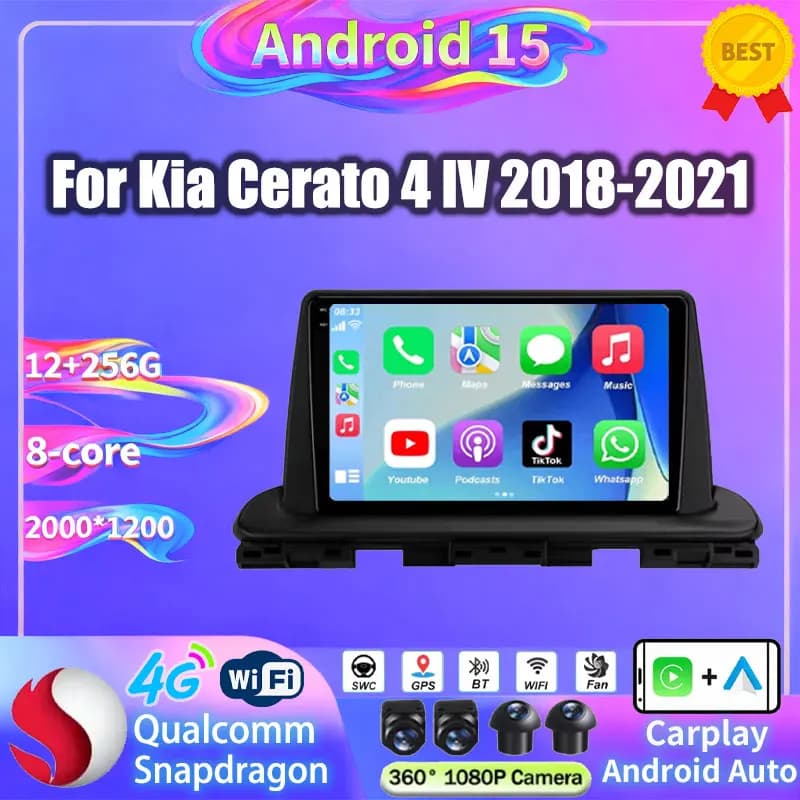 Android 15 Car Radio For KIA Cerato 4 K3 2018 2019 2020 Qualcomm 4G WIFI Multimedia Video Player 2DIN GPS NAVI Head Unit BT QLED