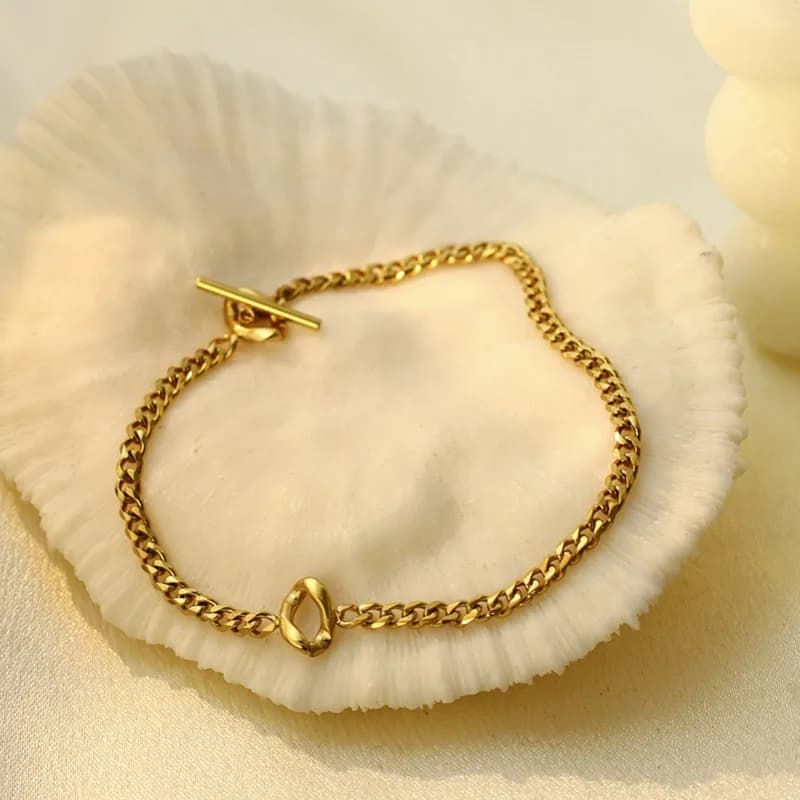 Bracciale in Acciaio al Titanio con Doppia Fibbia Esagerata, Design di Nicchia, Gioiello in Materiale 316 che Non Sbiadisce