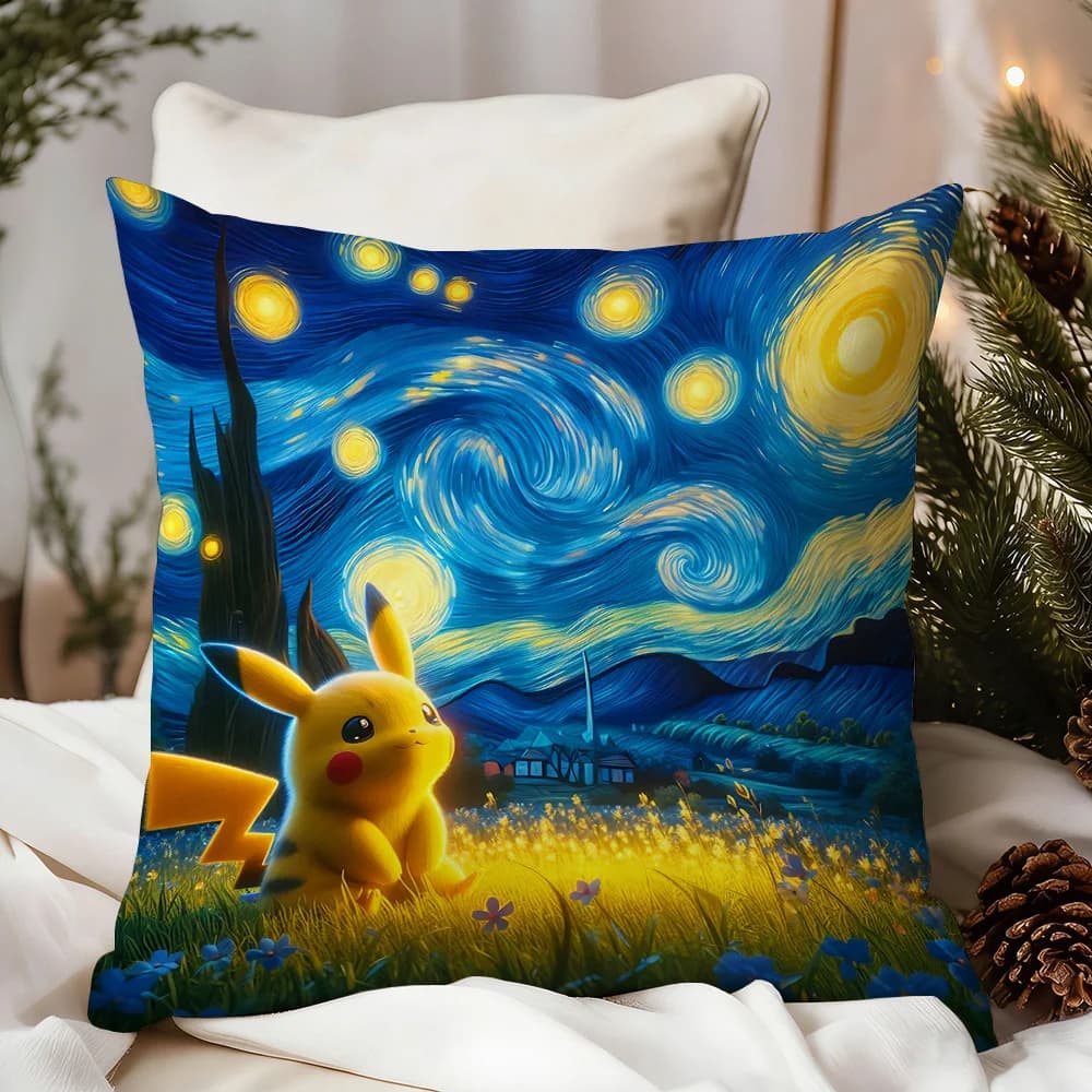 P-Pika Q-chu cushion cover, room decorative items, decorative sofa cushions, interior decorations, custom gifts, sofa covers
