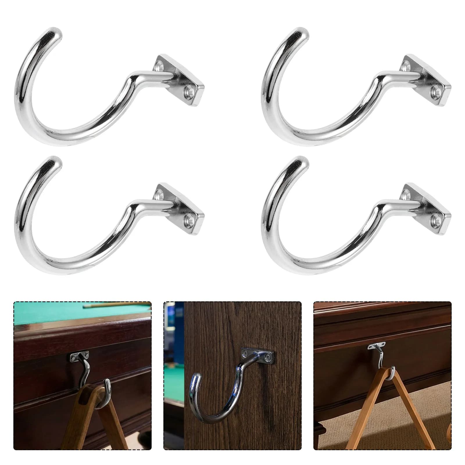Set di 4 Supporti per Stecche da Biliardo in Metallo, Ganci Stabili per Stecche da Snooker, Accessorio per Tavolo da Biliardo