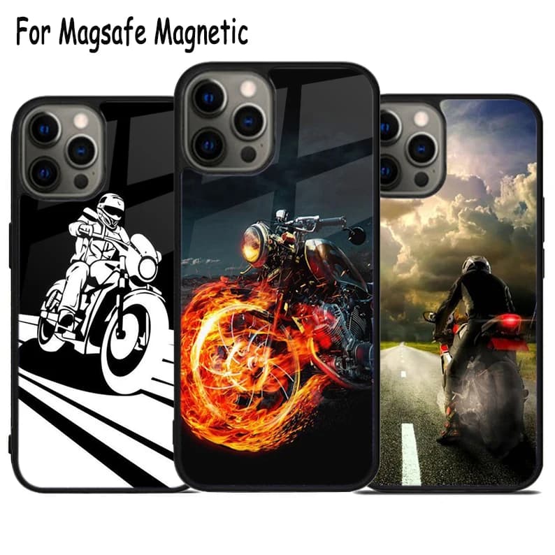 Custodia per telefono con ricarica wireless a forma di battito cardiaco per moto, compatibile con iPhone 17 Air 15 16 16e 14 13 11 12 Pro Max Plus, cover magnetica Magsafe