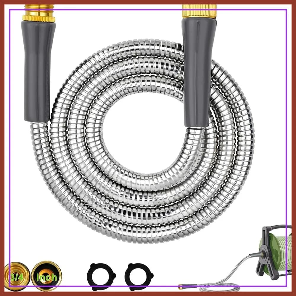 Tubo Flessibile Corto in Metallo da 1,8 m, Tubo da Giardino in Acciaio Inossidabile con Connettori, Estensione Flessibile Anti-piega e Anti-perdita per Giardino, Prato, Camper