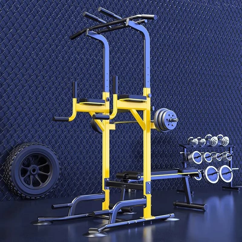 Multifunction Indoor Fitness Equipment: Horizontal Bar, Single Parallel Bar, Traction Rack and Weight Bench for Body Building and Arm Exercises