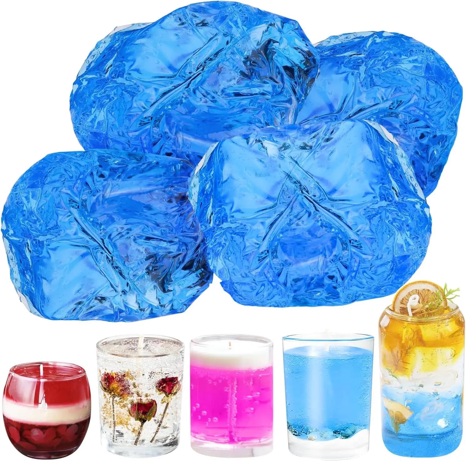100G Transparent Blue Cera for Candle Creation - Flavored Candles Gel Fai-da-Te, Candles Materials, Gift Decoration for Birthday and Christmas
