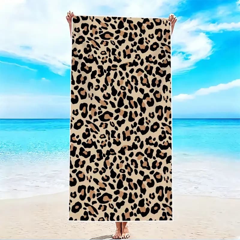1 pezzo, asciugamano da spiaggia con stampa leopardata dai colori chiari, asciugamano da spiaggia super assorbente e leggero - asciugamano senza sabbia, ad asciugatura rapida, in morbida microfibra, adatto a vari ambienti come spiaggia, piscina, palestra, bagno, campeggio e viaggi.