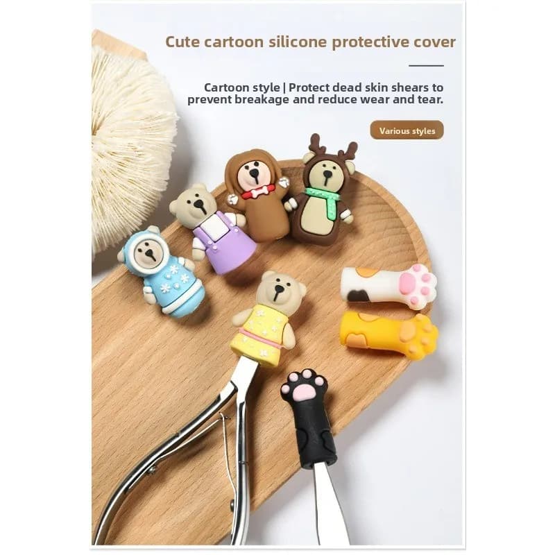 Set di 3 Forbici per Cuticole con Copertura Protettiva, Pinzette a Forma di Zampa di Gatto, Spingicuticole in Acciaio, Silicone Anti-Caduta