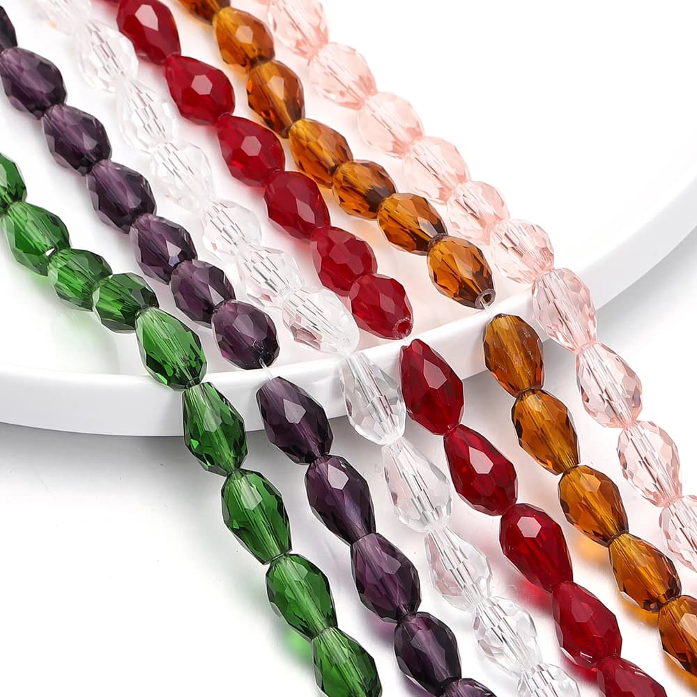 1 Strand 6-12mm Spacer Water Drop Beads AB Shine Glass Crystal Drop Pendant for DIY Earing Bracelet Jewelry Making Accessories