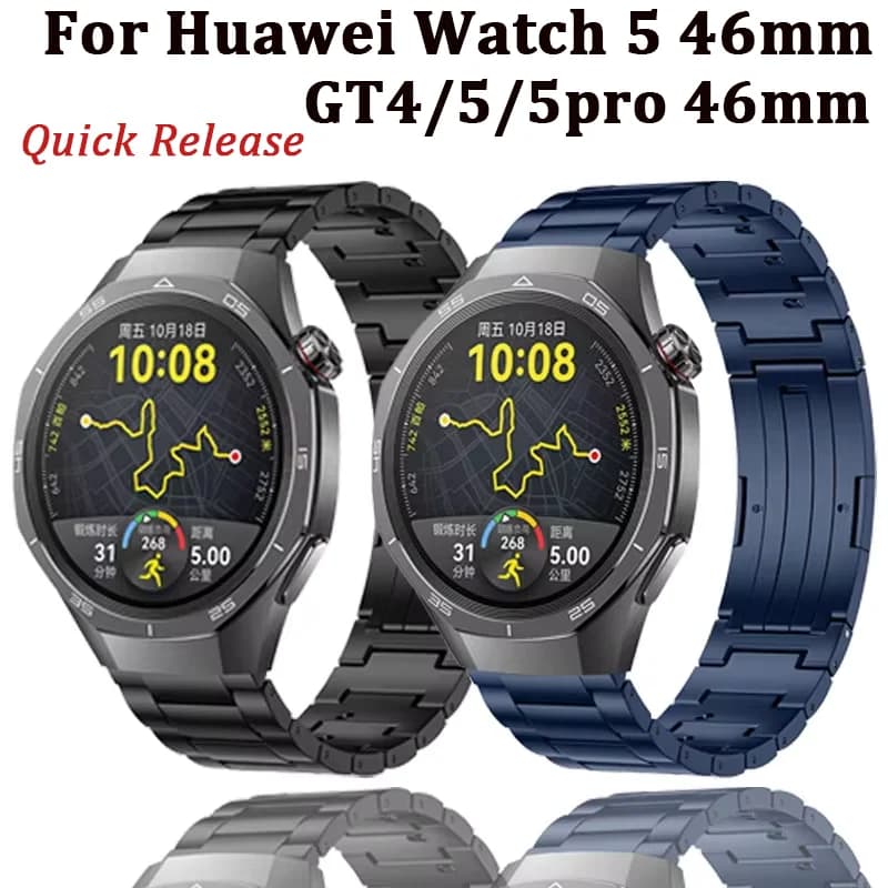 Cinturino in metallo titanio 20/22mm per Huawei Watch 5 46mm cinturino a sgancio rapido Huawei Watch GT4-5-6 GT5-6 Pro 46mm braccialetto confortevole