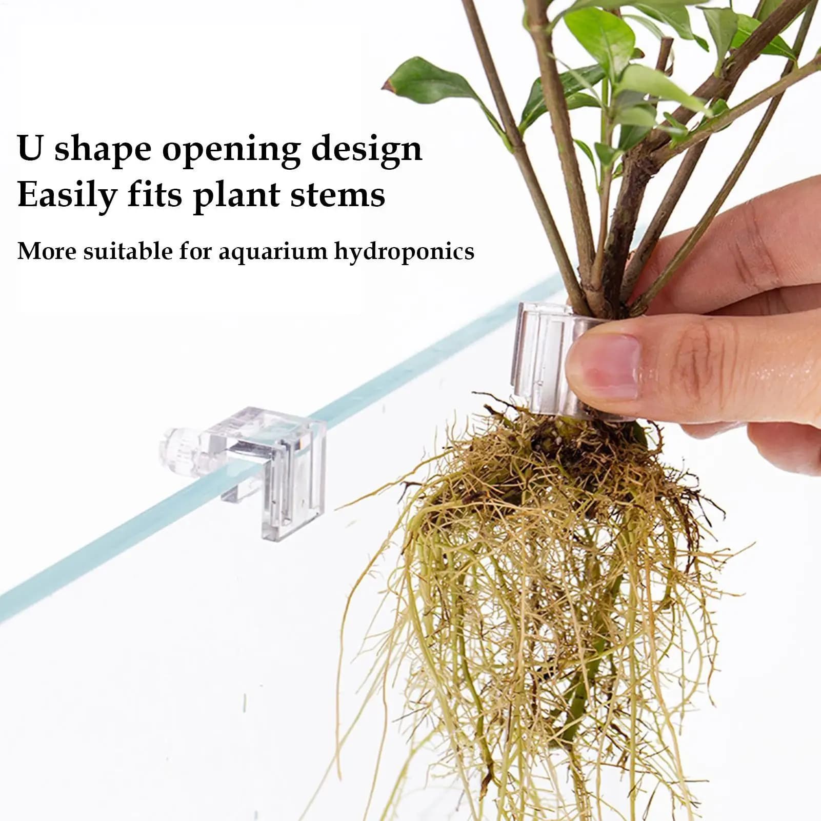 6PCS Clear Aquarium Plant Cups Hanging Fish Tank Planter with Suction Cup & Hook Aquatic Plant Holder for Aquascape Decor