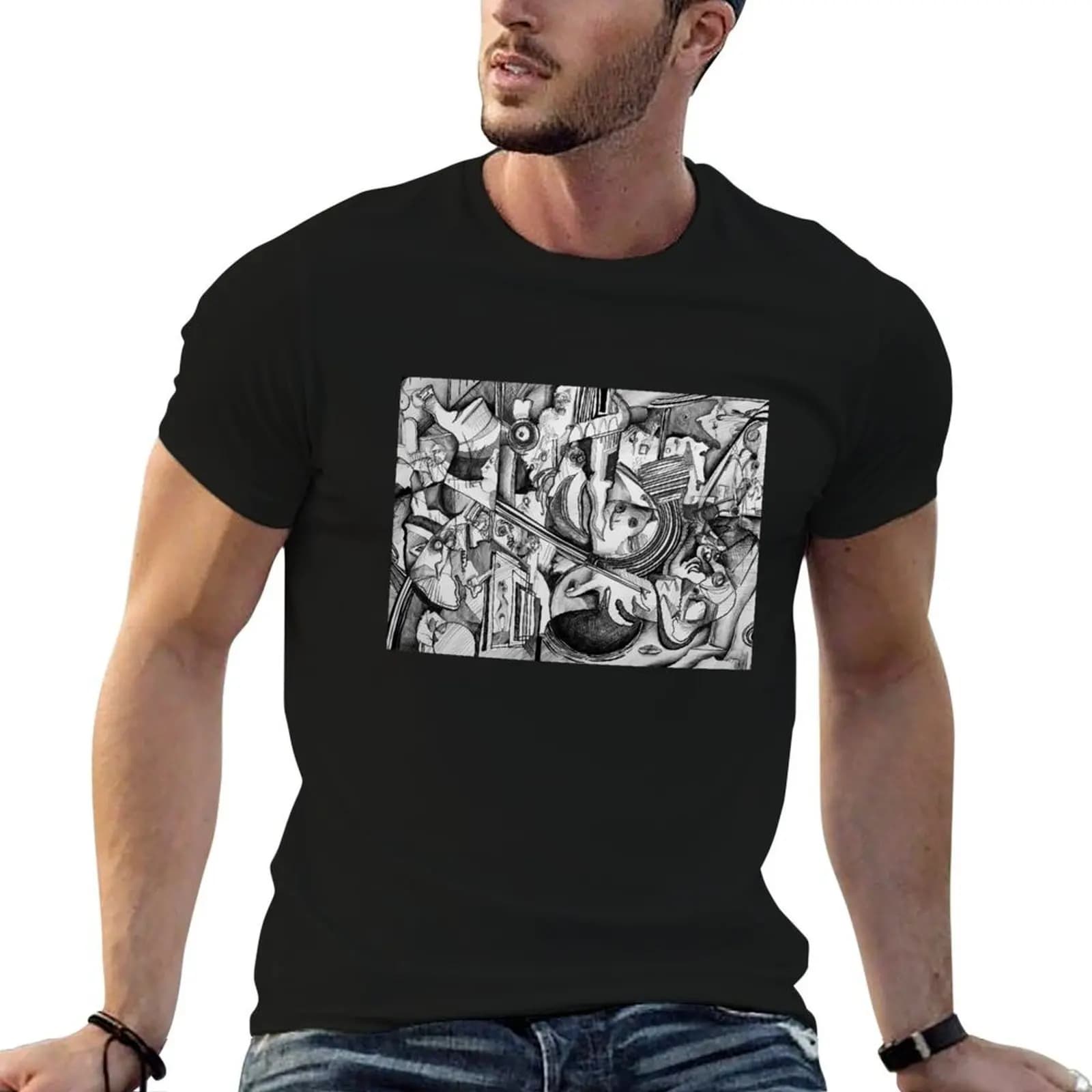 Sketchbook Drawing T-Shirt anime tshirt cotton t shirt man black cotton t-shirt plain for man package T-shirt