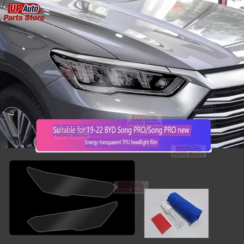 2 Pezzi Pellicola Protettiva per Fari Auto, Adesivo Trasparente Nero in TPU per Restauro Fari, Accessori per BYD Song Pro 2019-2022
