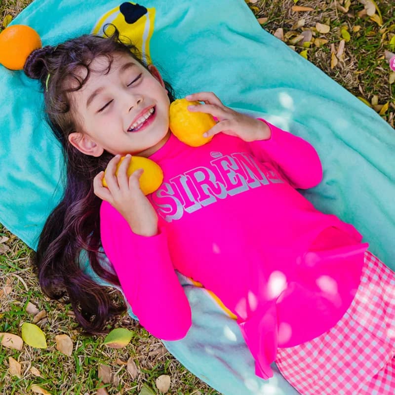 Costume da bagno per bambine a maniche lunghe ad asciugatura rapida, due pezzi, con pantaloni lunghi, protezione solare, in poliestere