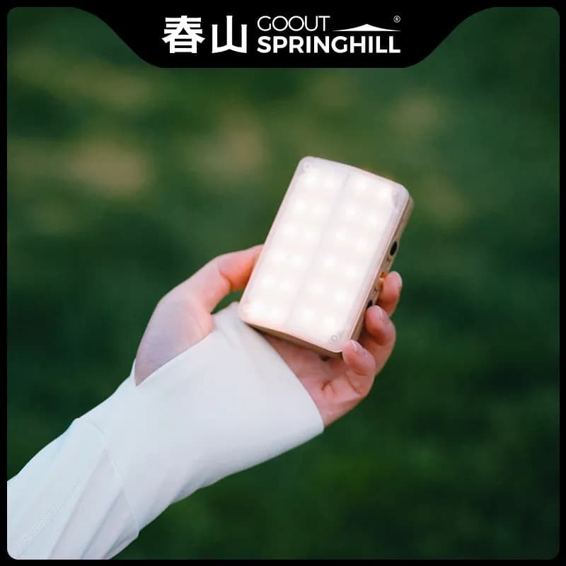 Lampada da campeggio tattica Spring Peak, luce da tenda a forma di carta – Luce ambientale multiuso a lunga durata per escursioni e campeggio
