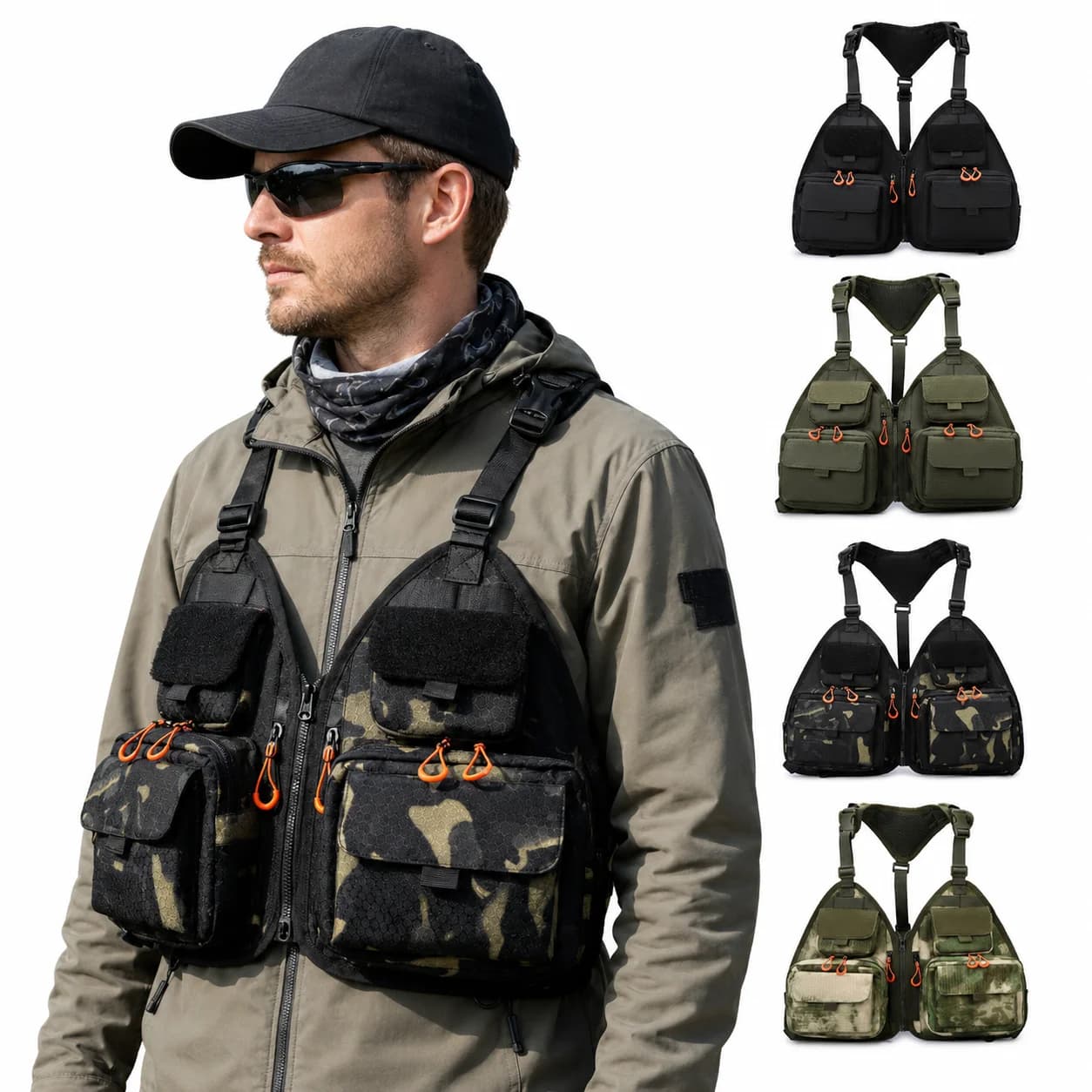 Waterproof Fishing Tackle Vest Bag Multifunctional Camo Tactical Oxford Chest Pack for Lure Fishing Cycling Hiking Travel