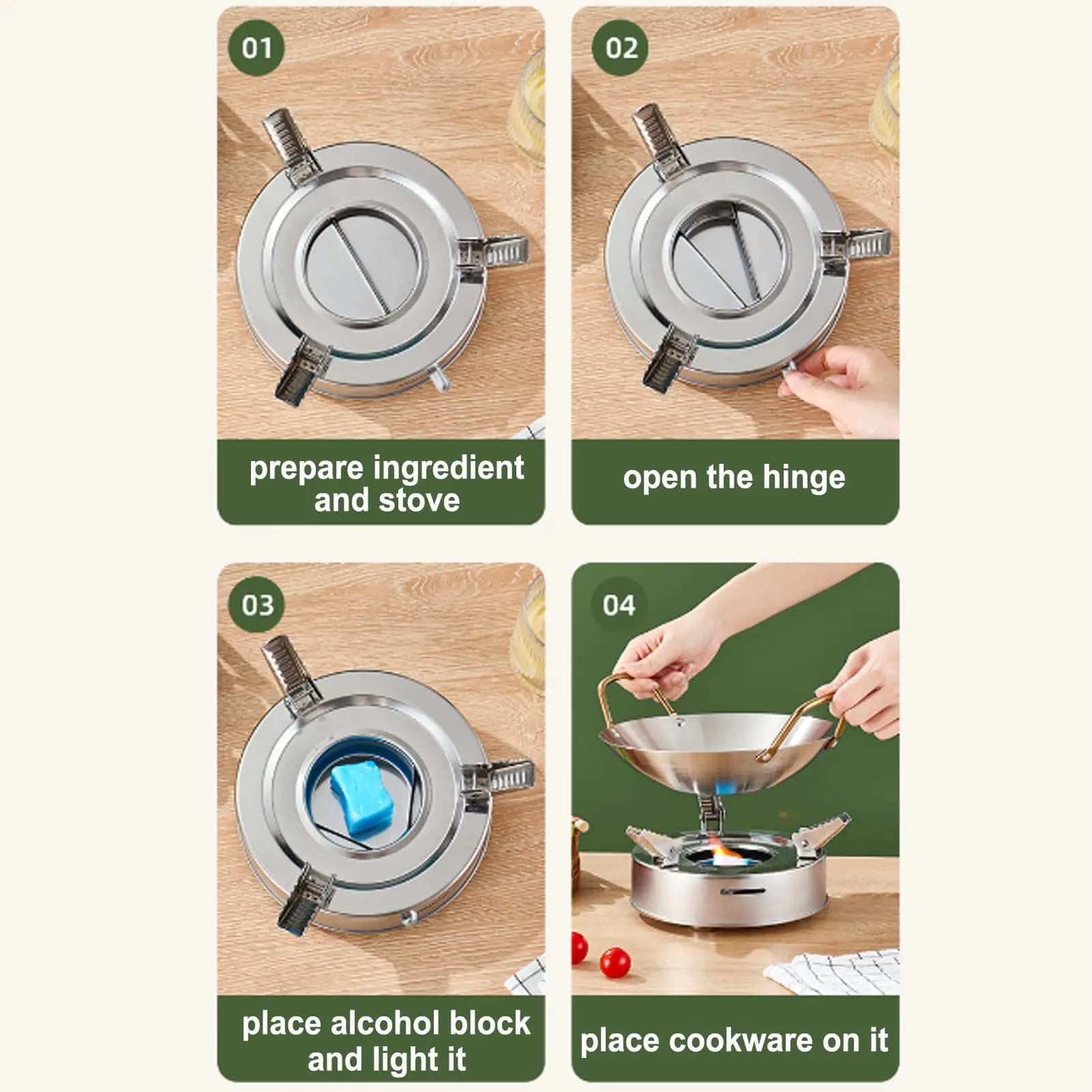 Fornello ad Alcol con Pentola, Strumento di Cottura da Campeggio, Bruciatore ad Alcol con Pentola per Campeggiatori, Escursionisti, Viaggiatori, Pescatori, Backpacking