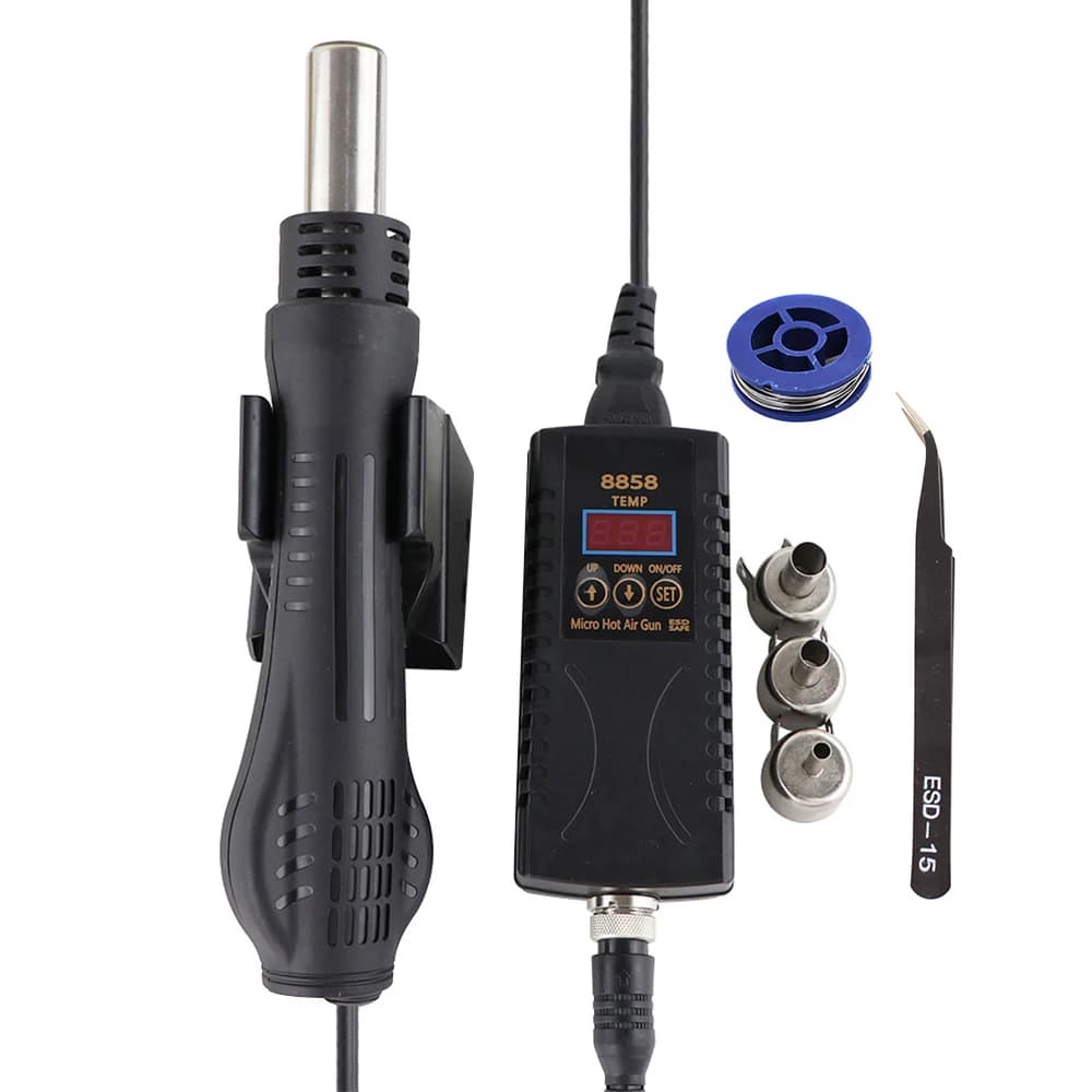 Nuovo 8858 Pistola per soffiatore di calore ad aria calda LED regolabile ESD Strumenti di riparazione per stazione di saldatura di rilavorazione BGA a temperatura costante portatile