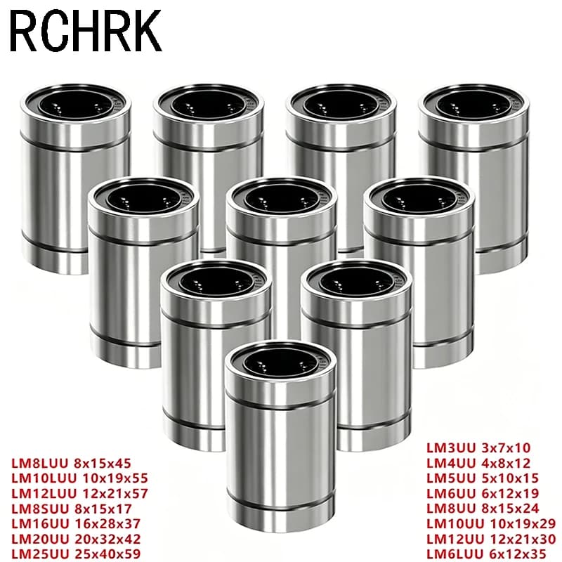 4/10PCS LM8UU LM10UU LM16UU LM12UU Linear Ball Bearing Linear Bushing 8mm Rods Liner Rail Linear Shaft Parts DIY CNC 3D Printer