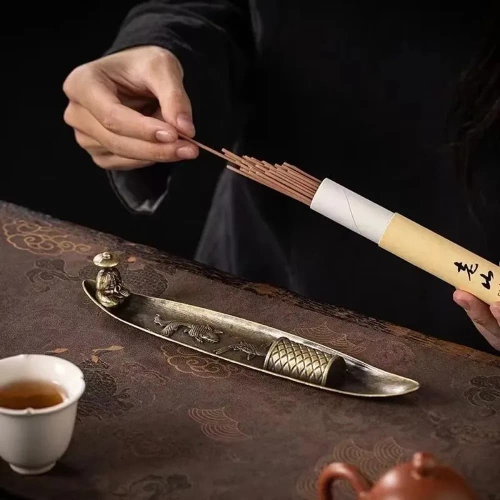 Metal Incense Stick Burner Ancient Style Classical Elegance Incense Stick Holder Boat Shape Aromatherapy Ornament
