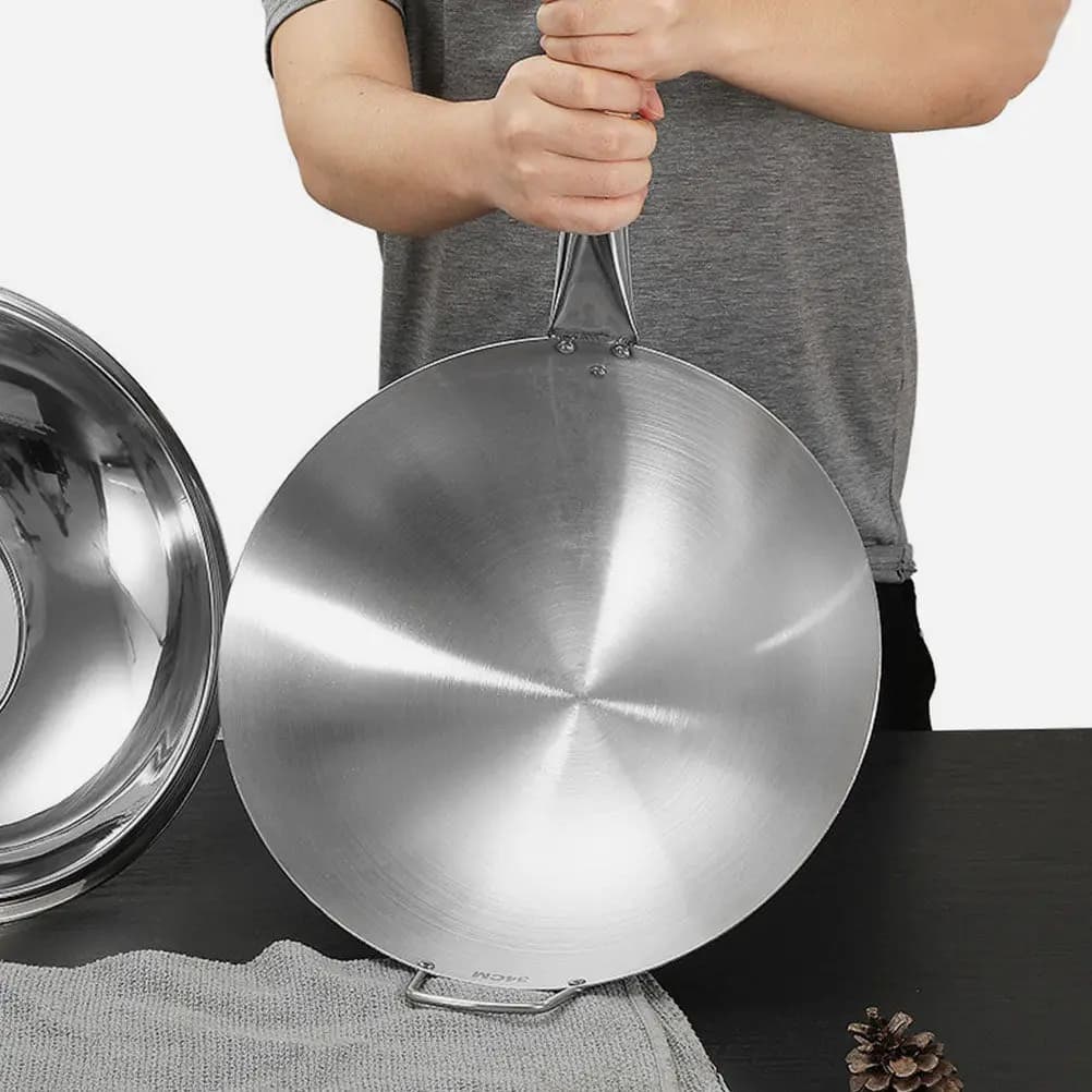Wok in acciaio inossidabile multiuso per friggere, cuocere a vapore, resistente e indeformabile, per uso in cucina.