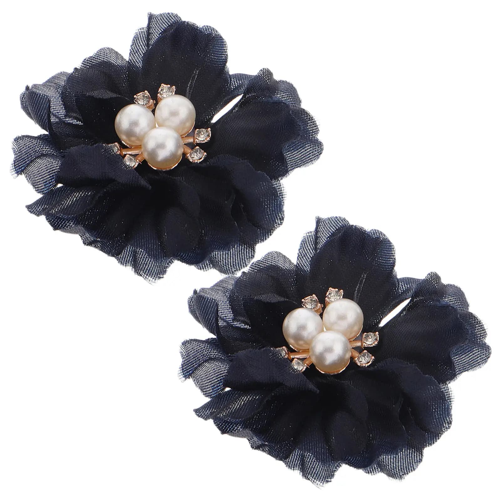 2Pcs Fabric Flower Brooch Pearl Decor DIY Materials Versatile Hair Clips Wedding Accessories Handmade Cloth Flowers