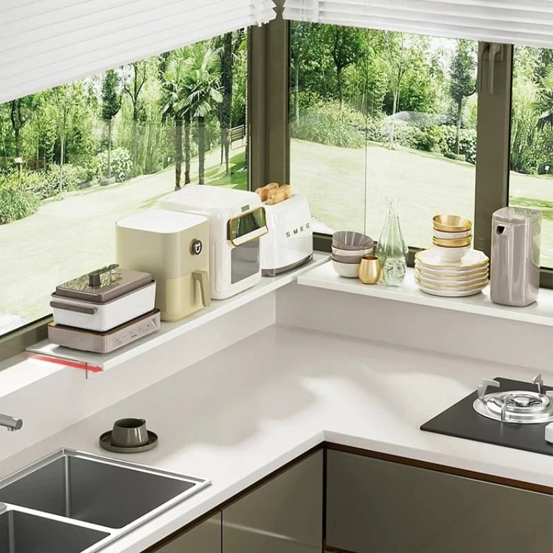 Kitchen Windowsill Storage Extension Board,Non Perforated Magnetic Storage Rack,Multifunctional Countertop,Widened Storage Plate