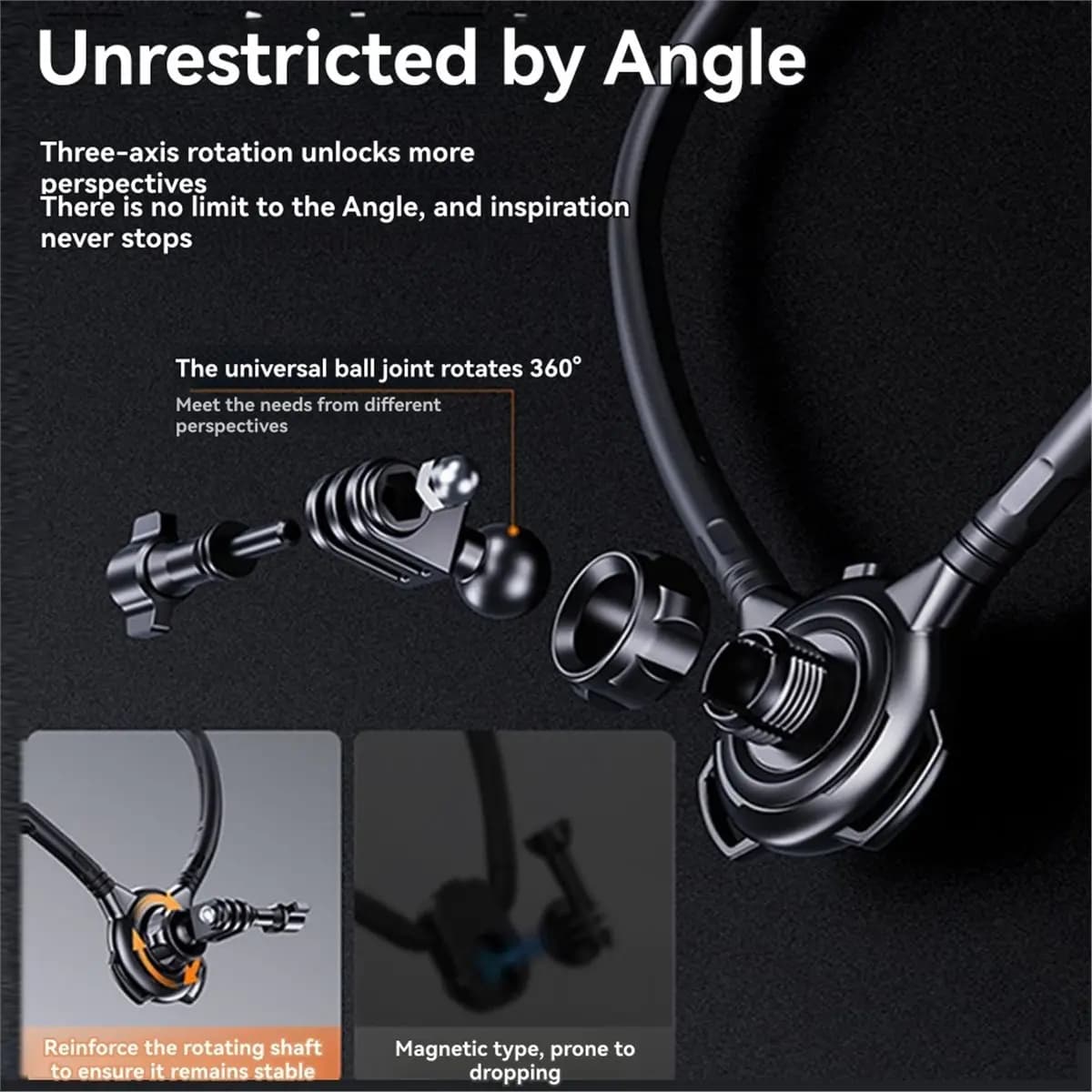 Supporto da Collo (BOFF) per Action Camera DJI Action 5 Pro/4/3/GoPro 13/12 - Attrezzatura per Riprese in Prima Persona