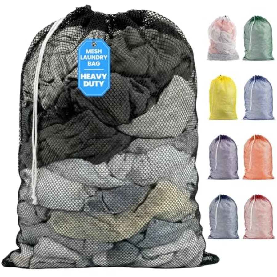 Mesh XL Laundry Bag - Durable, Machine Washable with Secure Drawstring Closure - Perfect for College Dorms, Laundromats, Apartm
