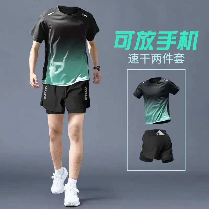 Set da Corsa Professionale per Uomo - Top e Pantaloni ad Asciugatura Rapida, Pantaloncini Estivi e Leggings Primaverili, Attrezzatura per Allenamento Maratona e Ciclismo, Nuova Linea Sportiva