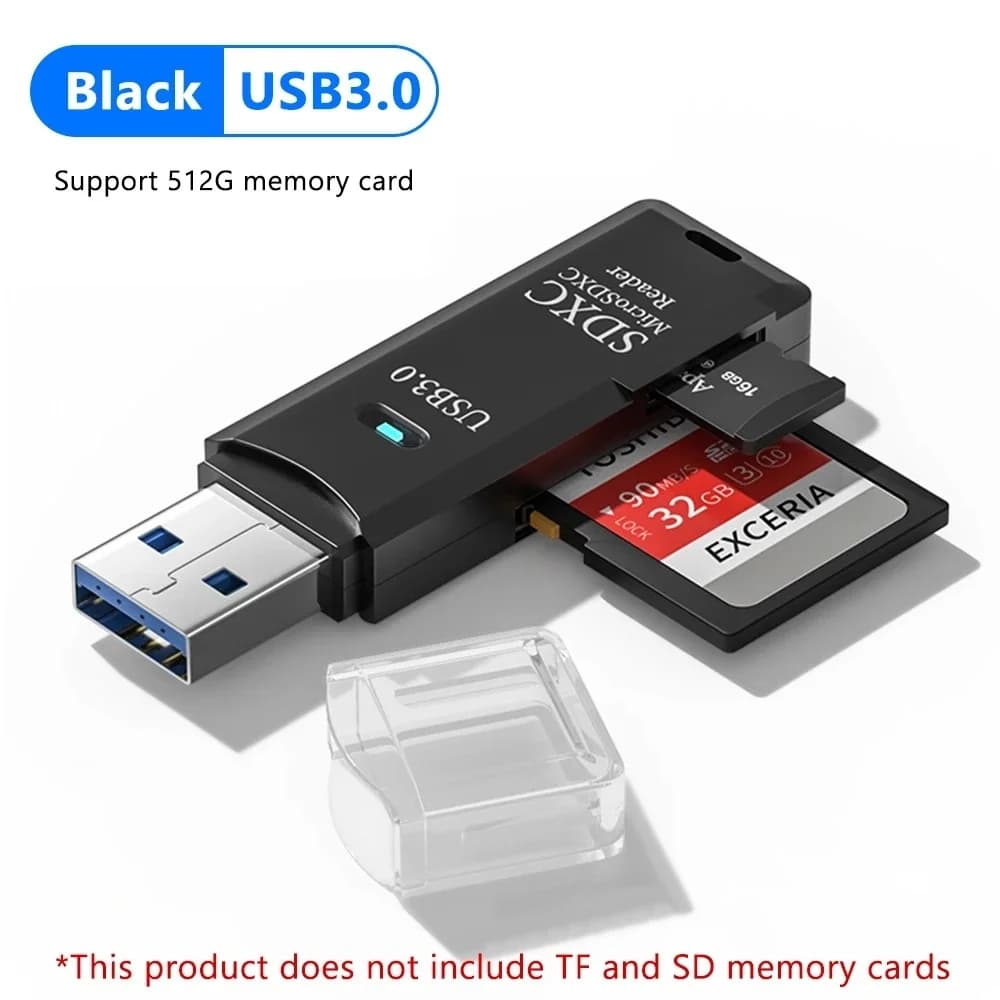 Lettore di schede USB 3.0 portatile 2 IN 1 Lettore di schede di memoria per schede SD TF Adattatore per lettore di schede Smart ad alta velocità per accessori per PC portatili