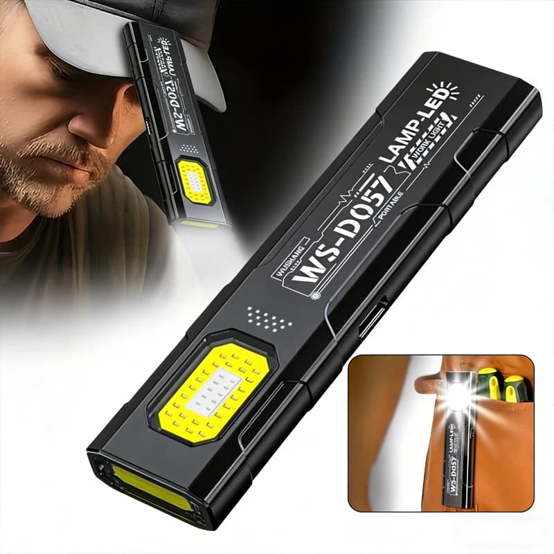 LED Flashlight Rechargeable COB type C, 600LM, portable mini torch, pocket lantern, working light with magnet for emergencies