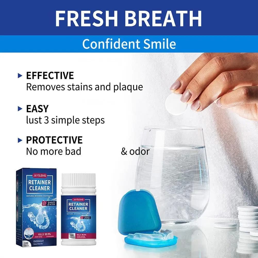 Oral Cleaning Care 100 tabs Compressed Prosthetic Prosthetic Detergent Cleaner for Tablets for Cleansing Fake Teeth for Fresh Food Latch