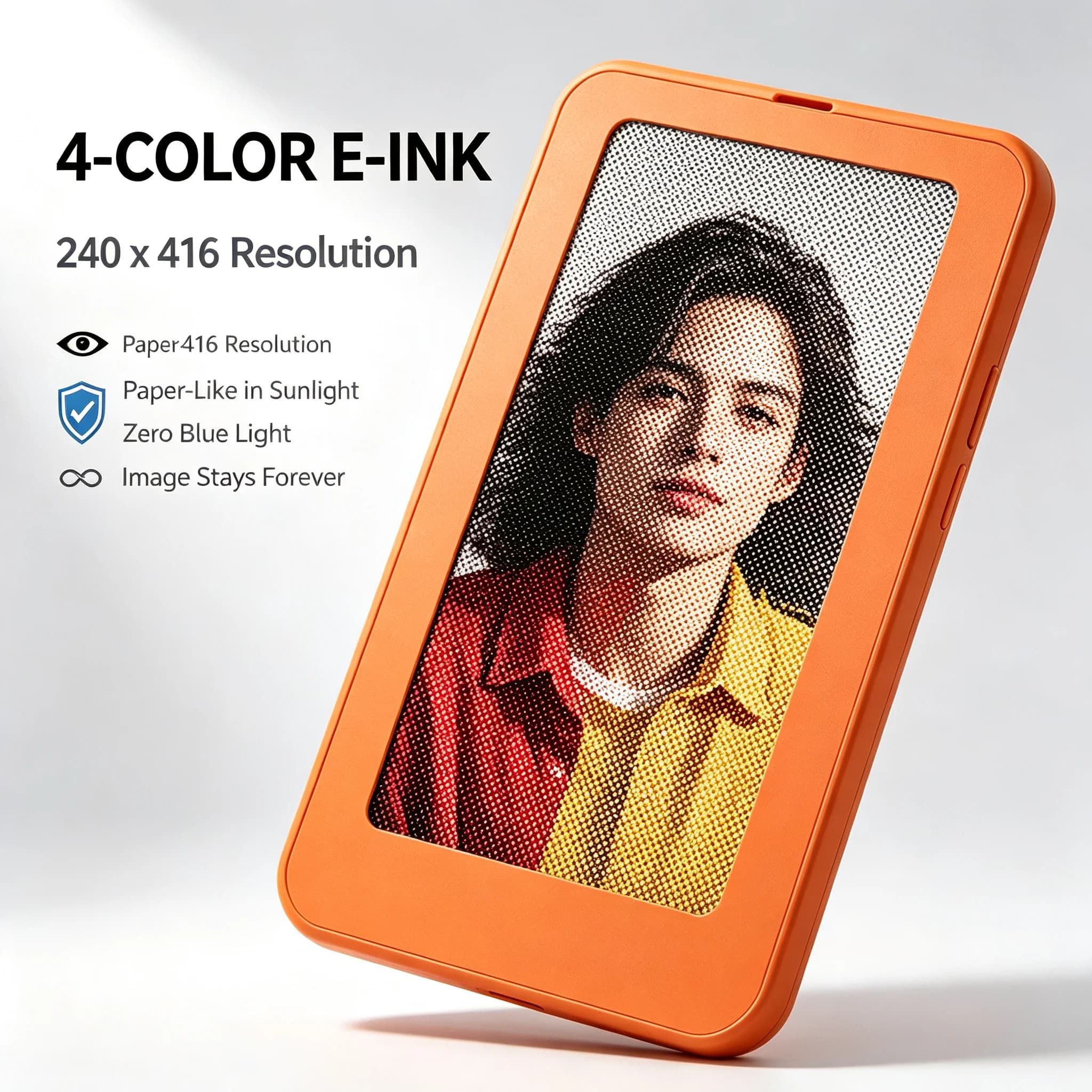4-Color E-Ink Smart Photo Display Card, NFC Wireless Picture Transfer Digital E-Paper Screen, Reusable Custom Photo Fridge Magne