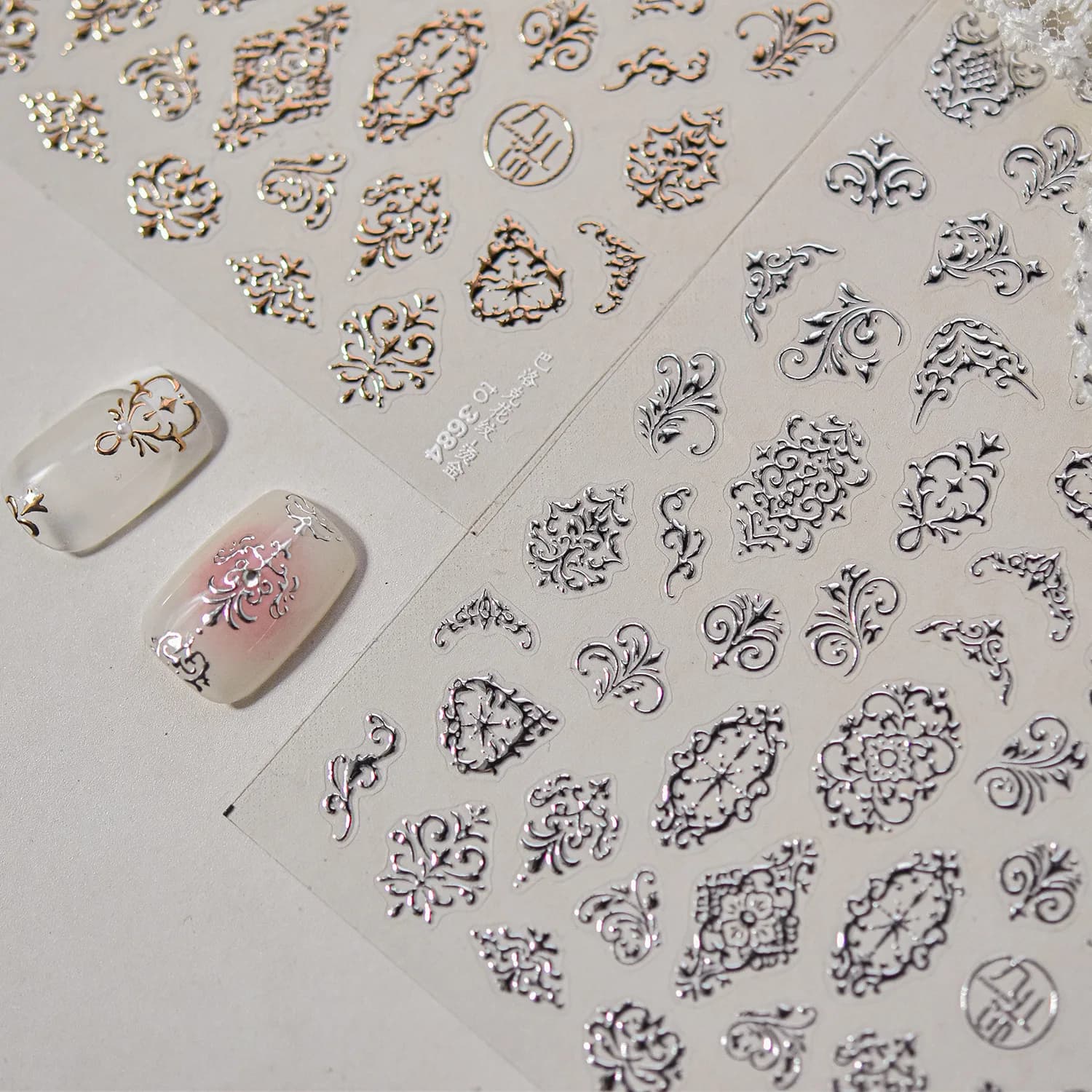 Baroque Pattern Hot Stamping Geometric Totem Flower Retro Star Noble Self Adhesive 5D Nail Art Decoration Sticker Manicure Decal