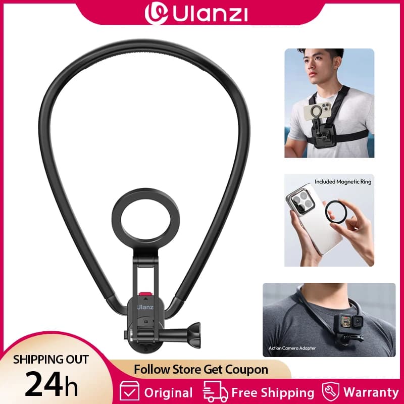 Ulanzi MG14 Supporto magnetico per telefono con collo Magsafe per Iphone 16 15 Telefoni Android per Gopro Insta 360 DJI Action Cameras Accessori