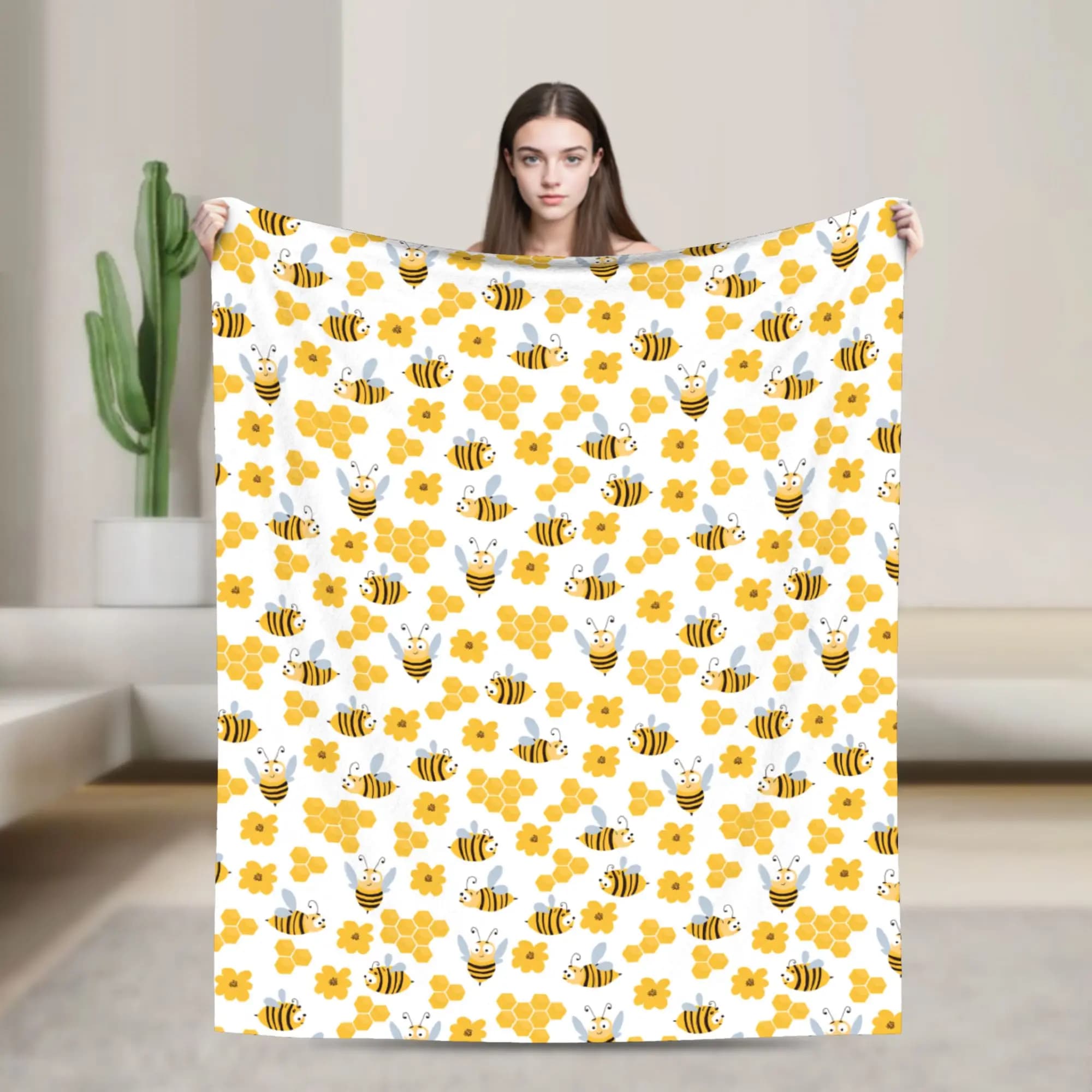 Coperte super calde da viaggio con motivo a nido d'ape e fiori, coperta in flanella per divano, sedia, letto, copriletto.