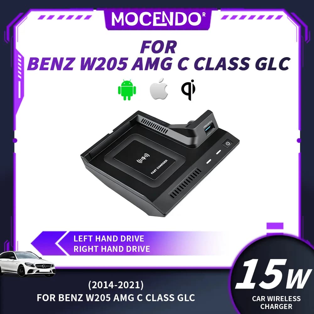 Caricabatterie Wireless per Auto Mercedes Benz Serie C 2014-2021, Accessorio per Ricarica Rapida, Strumenti Auto