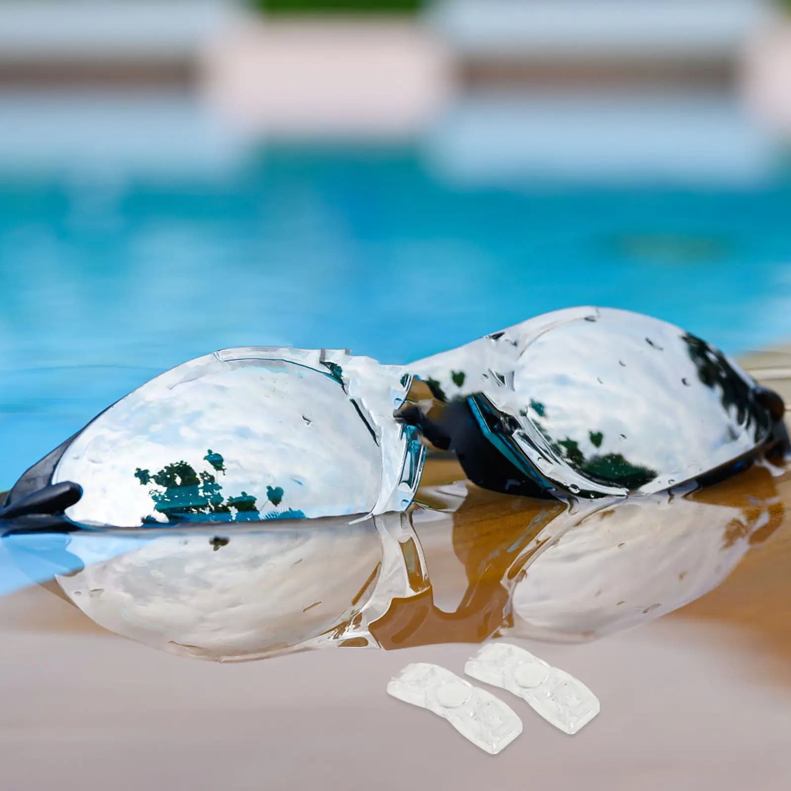 4 pezzi di bottoni per occhialini da nuoto, in plastica trasparente, resistenti e leggeri, accessori per il nuoto, parti di ricambio per cinturini con fibbia per occhialini