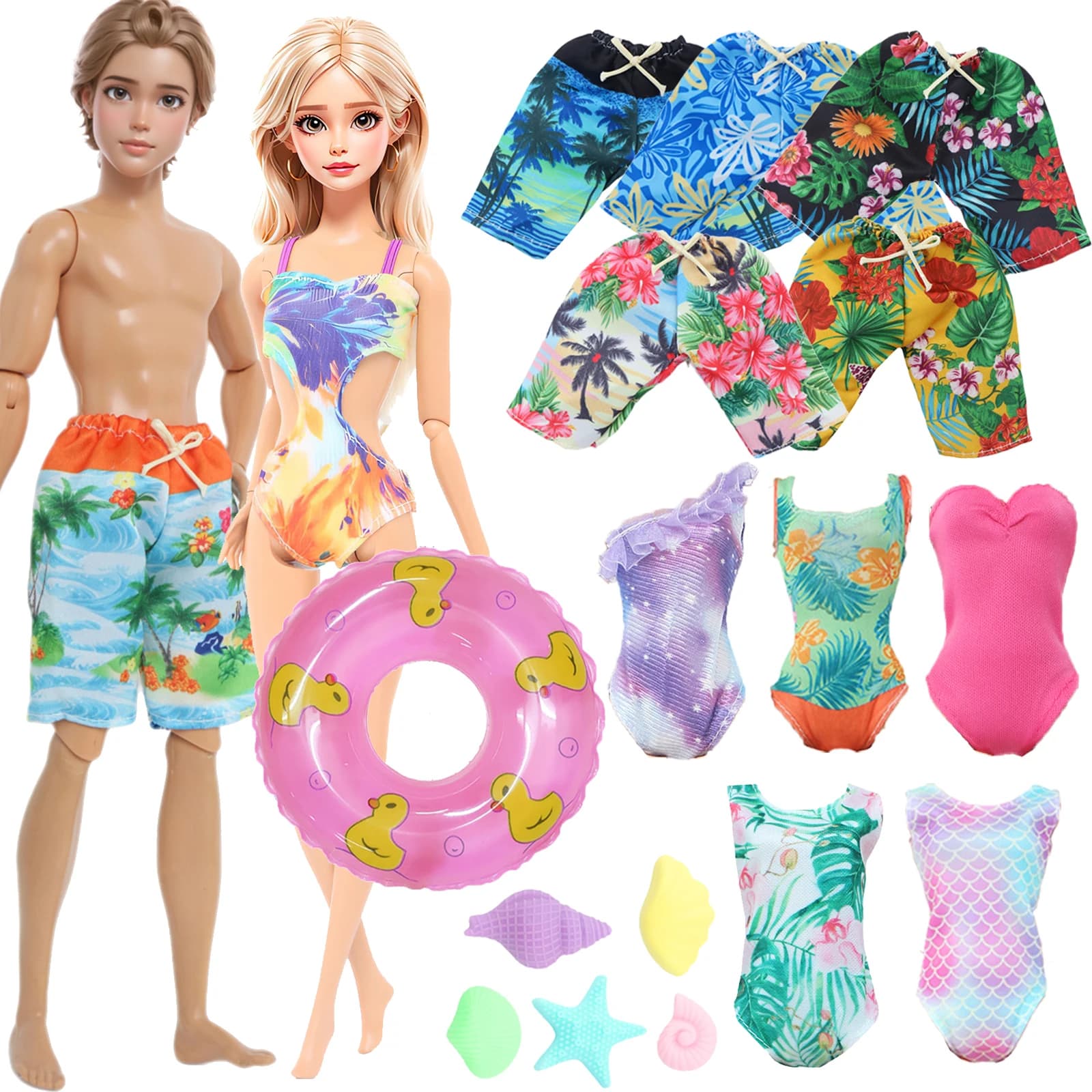 8 pezzi costume da bagno per bambole set costumi da bagno estivi bikini da spiaggia pantaloni per bambole da uomo salvagente accessori per vestiti per bambole da 11,8 pollici 30 cm 11,5 "giocattolo