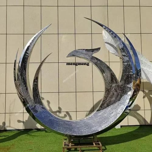 A4567 Custom stainless steel 304 moon ring sculpture large outdoor park city scenic spot iconic hollow light sculpture decoratio