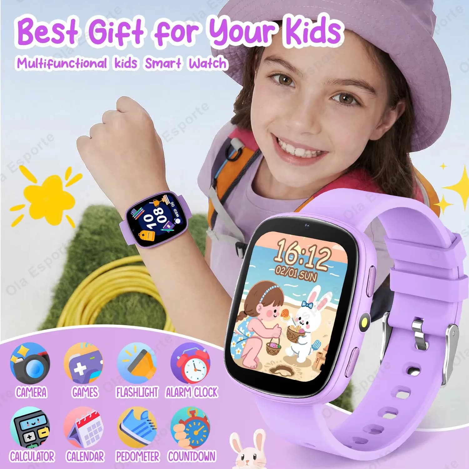 Smartwatch per Bambini 2026 con Schermo HD da 1.83'', Fotocamera, 22 Giochi Interessanti, Monitoraggio del Sonno, Sveglia, Calcolatrice, Orologio per Bambini MA27