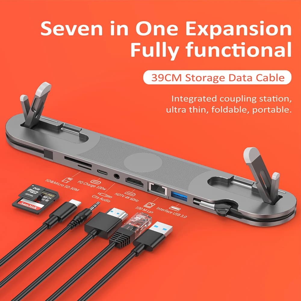 Supporto multifunzionale per laptop con docking station Type-C, HUB, lettore HDMI e USB 3.0
