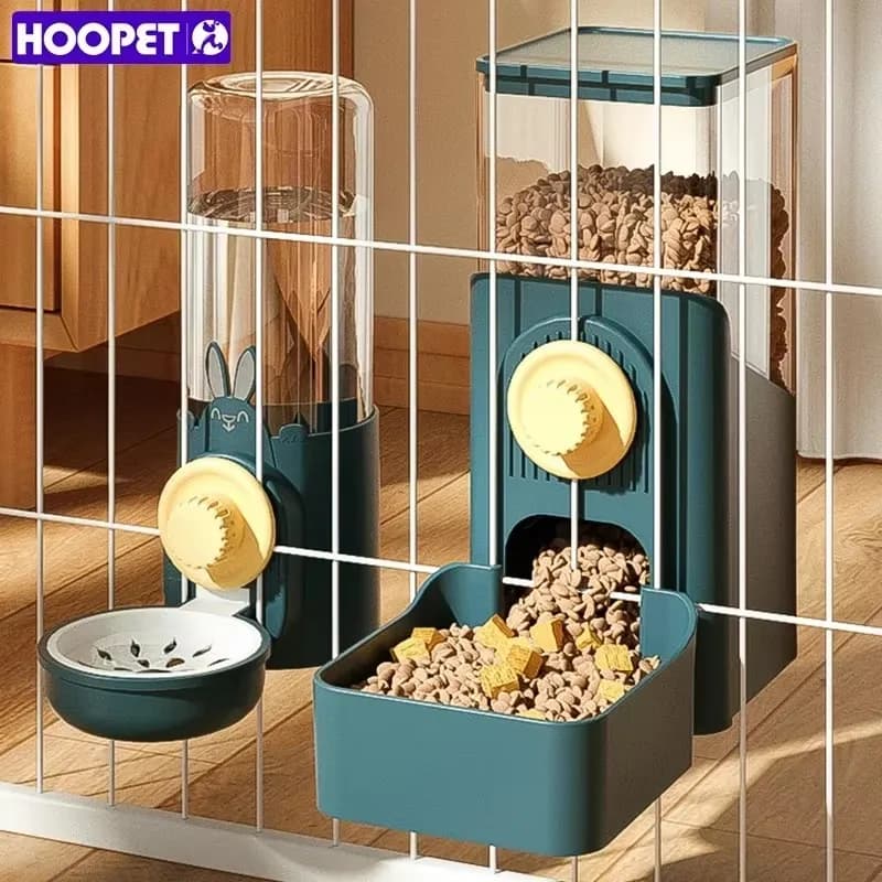 HOOPET Ciotole Automatiche per Animali Domestici, Dispenser da Appendere alla Gabbia, Bottiglia d'Acqua e Contenitore per Cibo per Cani e Gatti