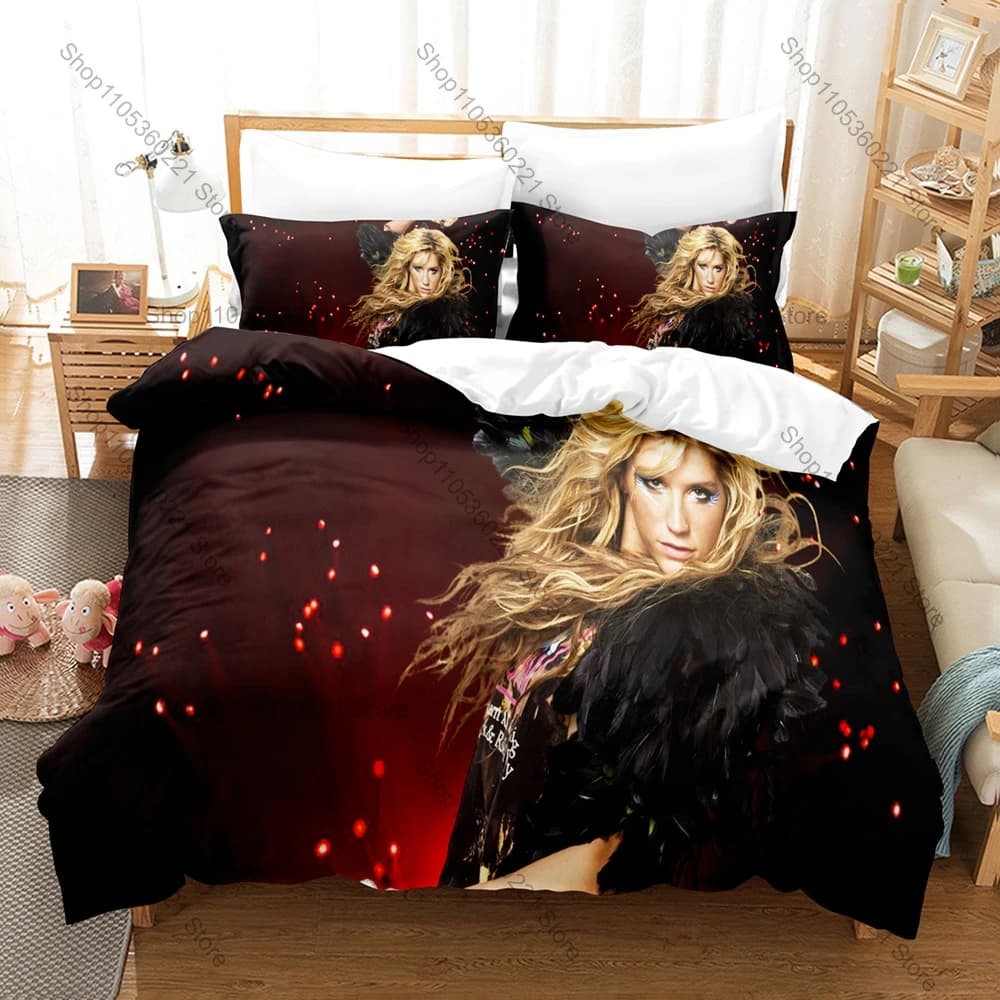 Cool Bold Glitter Wild Graphic Kesha Unapologetic Free Spirit Pop Diva Bedding Set Duvet Cover With 2 Pillowcases Teen Y2K Bedro