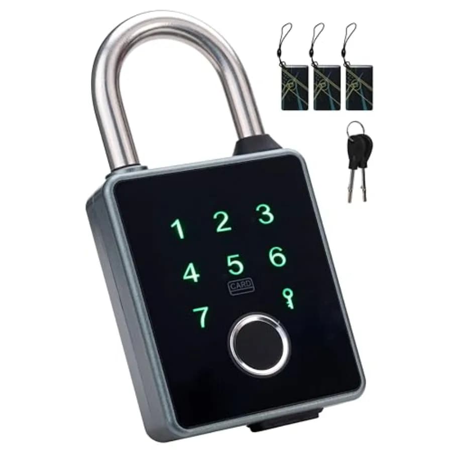 Lucchetto Intelligente con Chiave, Lucchetto Biometrico 6-in-1 con Impronta Digitale, Lucchetto Digitale con APP, Lucchetto Biometrico Impermeabile IP65, App/IC per Auto