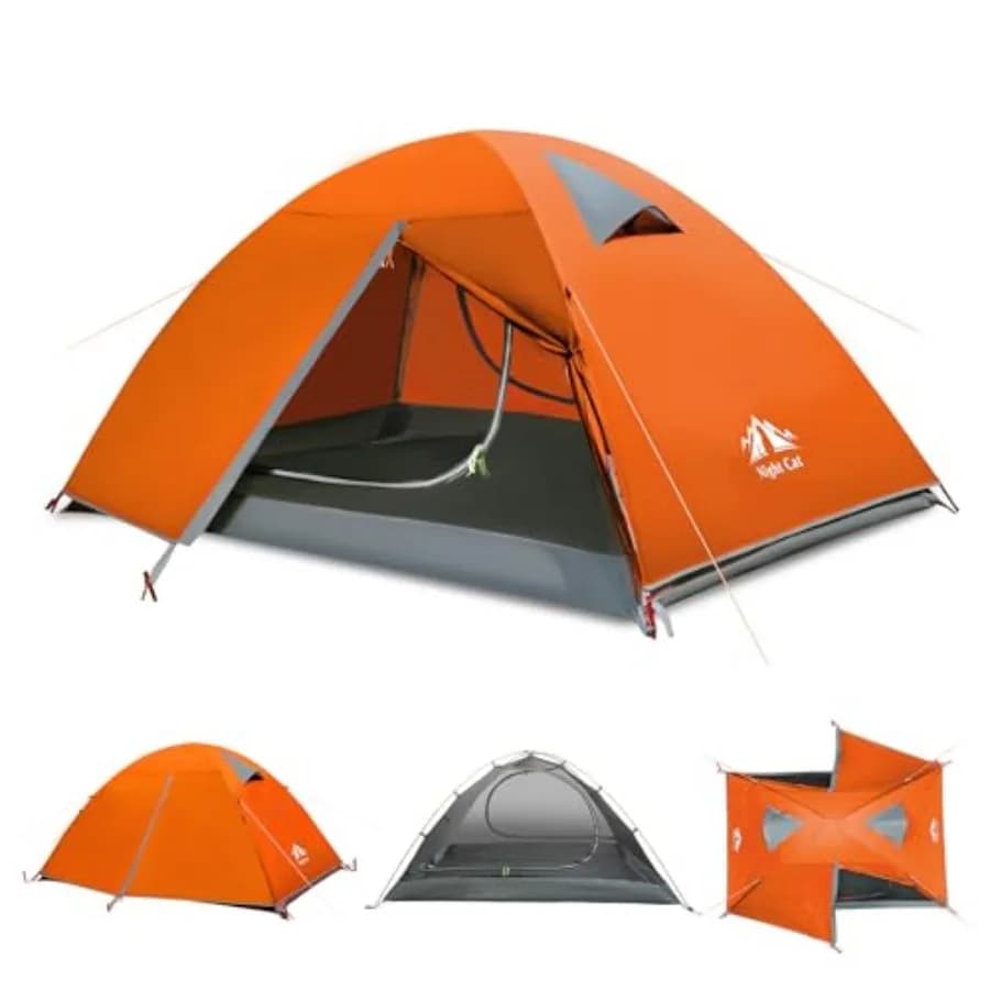 Tenda da Campeggio per 2 Persone: Tenda Impermeabile Leggera per Escursionismo e Montagna con Pali in Alluminio