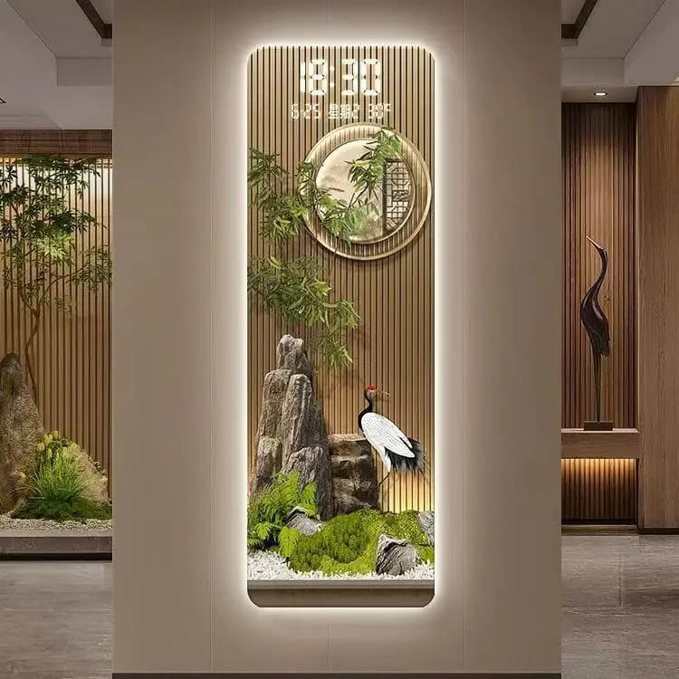 Perpetual calendar for hanging for living room, with Chinese dragon and life tree, electronic clock for veranda, artistic decoration